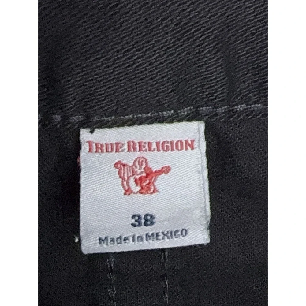 True Religion Mens Black Dark Wash Relaxed Straight Stretch Jeans 5-Pocket 38x30